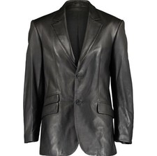 Veste blazer en cuir noir pour
