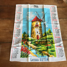 torchon calendrier vintage N18 moulin a vent laiteries guyon 1966
