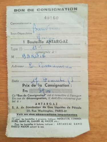 Bon consignation antargaz - bon, de
