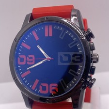 Mens Red Rubbee Black Metallic