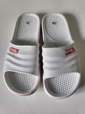 VIVA Claquettes blanches liseré rose Taille 39