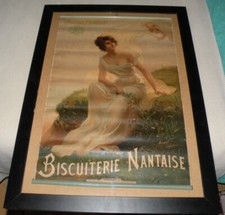RARE AFFICHE BISCUITERIE NANTAISE BN 1902 EDOUARD BISSON CHROMOLITHOGRAPHIQUE