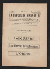 La Brochure Mensuelle N°177 Septembre 1937.La Guerre, l'Ordre de P.Kropotkine