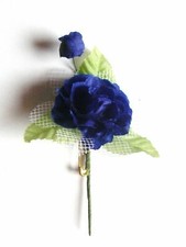 Broche FLEUR ROSE Artificielle Bleu Foncé avec Tige neuve