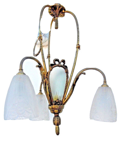Lustre verre tulipes signees