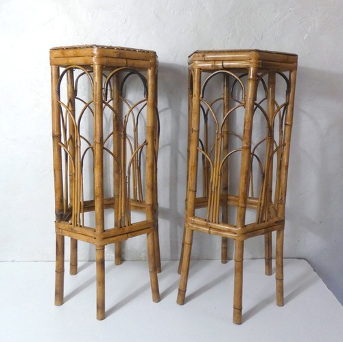 Sellettes rotin vintage - 2,