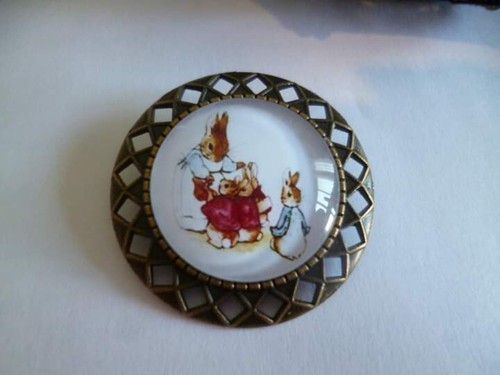 Broche epingle bronze cabochon - bronze,