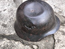 casque camouflé impacté allemand M 35 stahlhelm original WW2 1939 1945 war relic