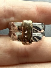 Ancienne Bague En Argent Massif 925 Jonc Alliance Anneaux Créateur double 