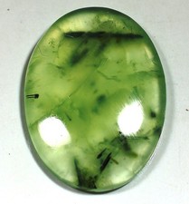 Cabochon ovale préhnite rutile vert naturel 60 ct 6 x 27 x 37 mm pierre préci...