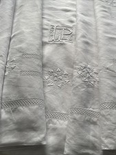 Drap Ancien Brodé Monogramme L P