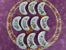 10 Petites Assiettes Demi Lune Faience Italienne GBV Nove Décor Floral Coloré