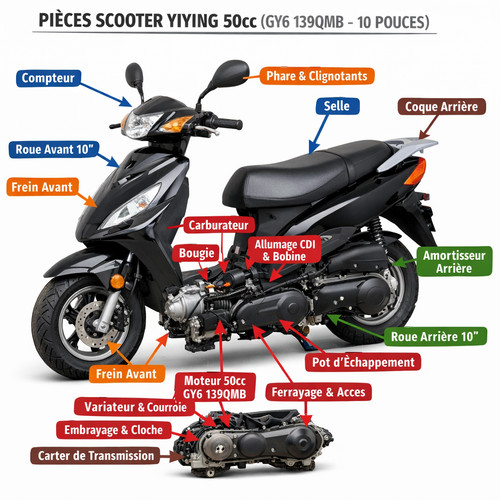 Scooter chinois cm3 10 - scooter,
