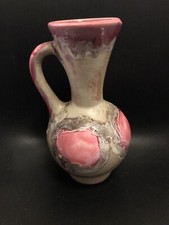 VALLAURIS, GRAND VASE CÉRAMIQUE BRUN BEIGE ET  ROSE SIGNÉ Vintage