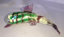 VINTAGE FIGURINE STATUETTE UN DAUPHIN VERRE PFRONTEN SCHMUCK GMBH avec ca boite