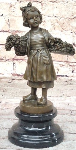 Signée enfant statue - enfant, bronze