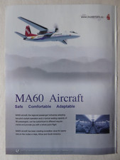 8/2011 PUB AVIC AIRCRAFT INDUSTRY CHINA MA60 REGIONAL AIRLINER ORIGINAL AD