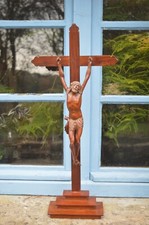 Christ Janséniste Crucifix en Bois Sculpté Epoque XIXe Siècle Hauteur: 67cm