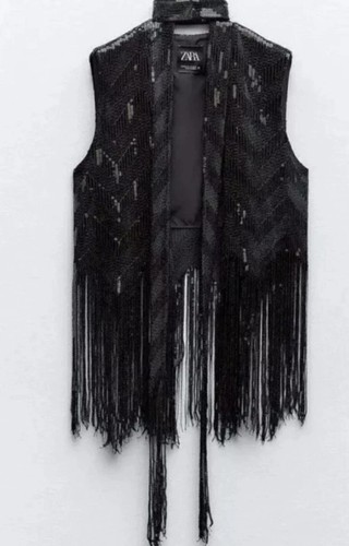 Zara black sequinned waistcoat - zara,