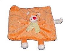 Doudou plat chat ours orange