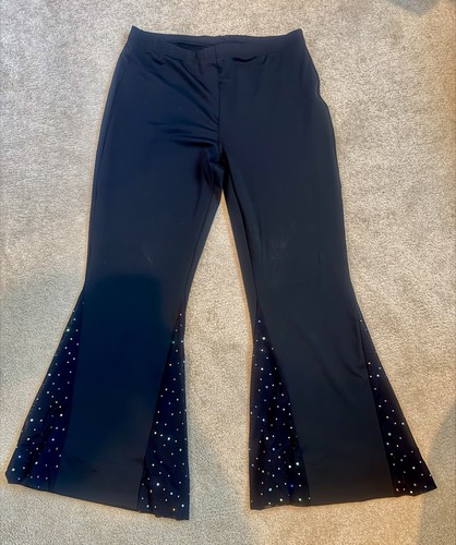 Black bellbottom pants - black, xl