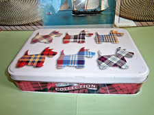 belle boite vide, gâteaux écossais Campbells, tôle décorée 6 chiens BE