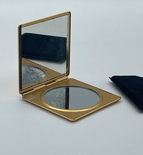 MIROIR DE POCHE EN METAL DORE VINTAGE