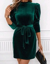 Robe en velours Vert Femme Taille M , 38 , Automne Hiver Et Soirée 💚