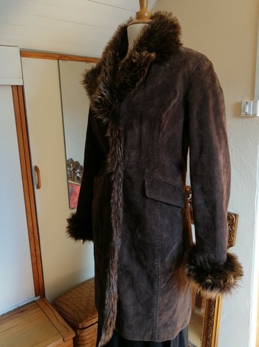 Manteau cuir daim marron - daim,