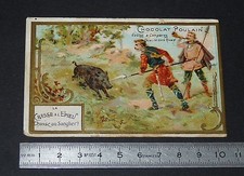 CHROMO CHOCOLAT POULAIN 1900-1910 LES CHASSES - CHASSE A L'EPIEU SANGLIER