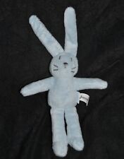 ?Doudou Lapin JACADI Bleu Visage Brodé Gris 17 / 25 cm Peluche Etat NEUF