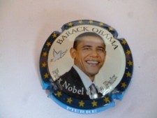 capsule champagne Pierre MIGNON,Barack OBAMA,cercle bleu noir,contour bleu,N°74c