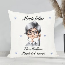 Coussin Meilleure mamie du monde personnalisé avec prénom