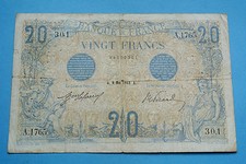 RARE  20 FRANCS BLEU