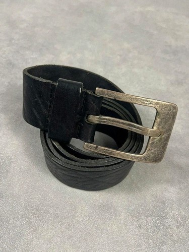 Ceinture cuir noir vintage y2k - cuir,