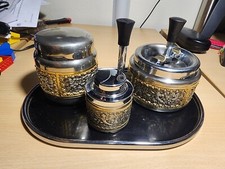 Erhard & Sohne Set plateau, briquet, cendrier et porte-cigarettes Vintage ancien