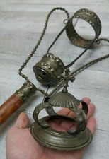 Lanterne de procession religieuse en tôle et bois début XXème