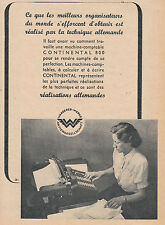 Publicité ancienne machine à écrire Continental  Wanderer 1943 issue magazine