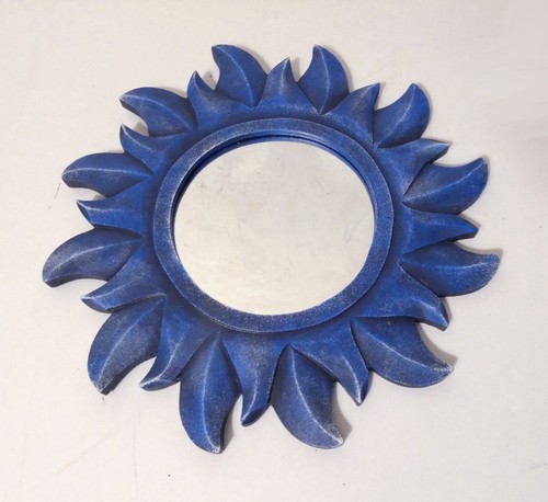 Miroir soleil bleu bois - bleu,