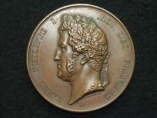 MEDAILLE BRONZE LOUIS PHILIPPE 1er (corne) BARRE 51mm PONT DE LA ROCHE BERNARD