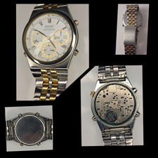 Seiko Quartz Chronograph 1/10 S  7A38 7289 Roman Dial 1987 October Vintage Watch