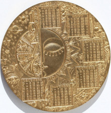 MEDAILLE DE TABLE EN BRONZE - VOEUX ET CALENDRIER - 1976 - 9,5 cm - 342 g