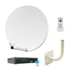 Pack HDSAT Parabole Satellite Fibre Blanche 60cm + LNB Single + Récepteur / Déco