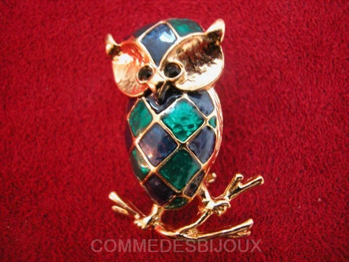 Broche vintage hibou arlequin - vintage,