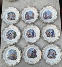 Lot 9 Assiettes A Dessert Japonisante Scène Galante St Amand + 3 Plates Offertes
