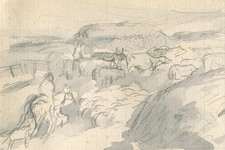 Foin, maison, paysage, vache