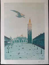 MOEBIUS IMAGE IMPRIMEE " VENEZIA " SIGNEE MANUELLEMENT au crayon dim 28 * 37 Cm