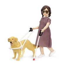 Lundby Poupées Maison Femme Avec Verres, Canne Et Guide Chien Moderne Gens 1:18