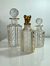 Super ensemble 3 flacon toilette cristal Baccarat modèle laurier bordure doré