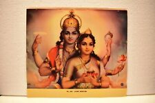 Vintage Lithographie Imprimé Laxmi Narayan Hindou Calendrier Art Peinture Par